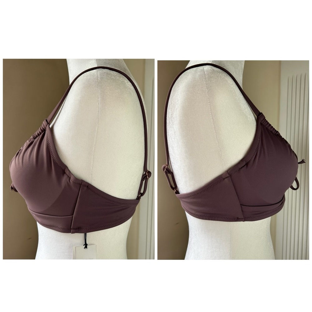 Shade & Shore Ruched Bikini Top with Front Keyhole Detail Hook Back Closure 36B - Picture 4 of 13